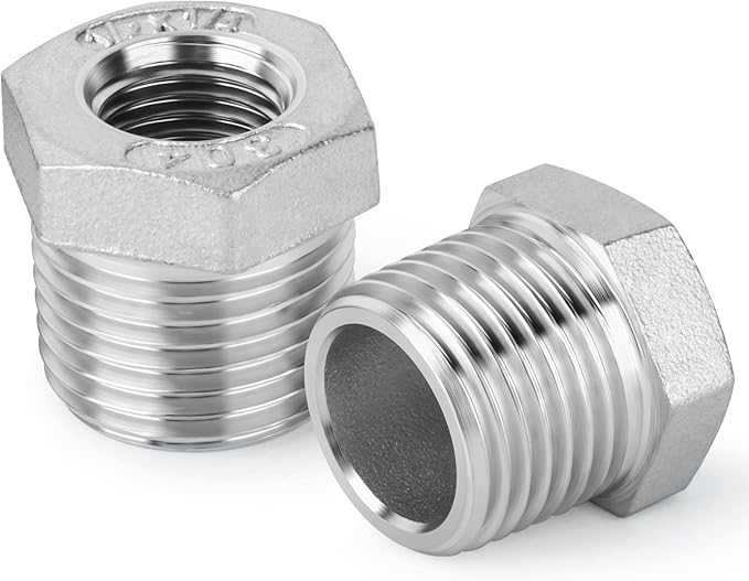 TAISHER 5PCS 304 Stainless Steel Reducer Hex Bushing, 1" NPT Male x 3/4" NPT Female, Reducing Pipe Adapter Fitting