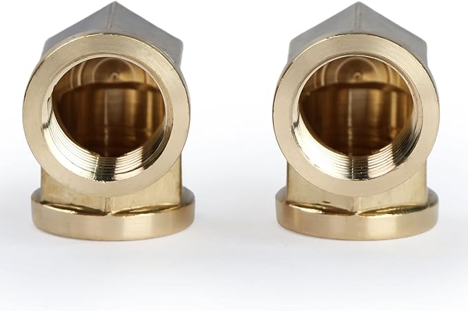 U.S. Solid 2pcs 90 Degree Barstock Street Elbow Brass Pipe Fitting (1/2" NPT Female x 1/2" NPT Female)