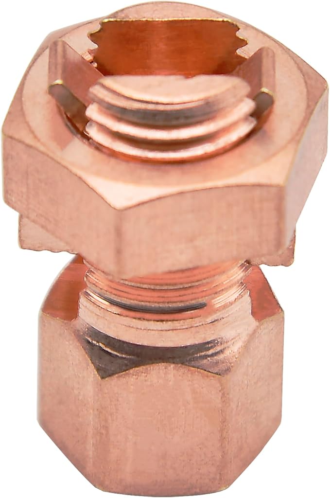 FDXGYH 4 Pack Grounding Split Bolt Connector Copper Grounding Clamps Bolt Connection Clamp for Completing Ground Bonding to Bare Wires TJ-16