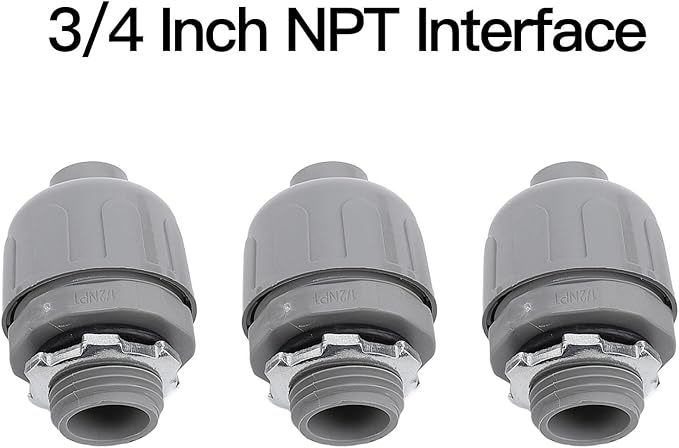 FTVOGUE 20PCS Liquid Tight Connector, Non Metallic Flexible Electrical Conduit Fittings with 3/4 Inch NPT Interface for Home and Outdoor