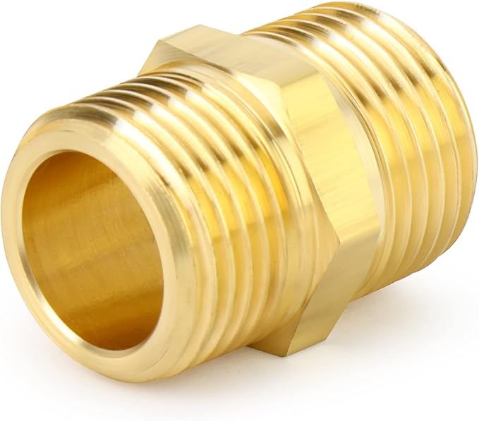 ChillWaves 3/8" NPT Brass Pipe Fitting Kit, 6 × 3/8" NPT Male Hex Nipple，6 × 3/8" NPT Female Hex Coupling，Thread Adapter（12-PACK）