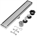 Linear Shower Drain, 304 Stainless Steel with Adjustable Leveling Feet, Hair Strainer,Reversely Install Place to Create an Invisible Floor Drain - Silver -32-Inch