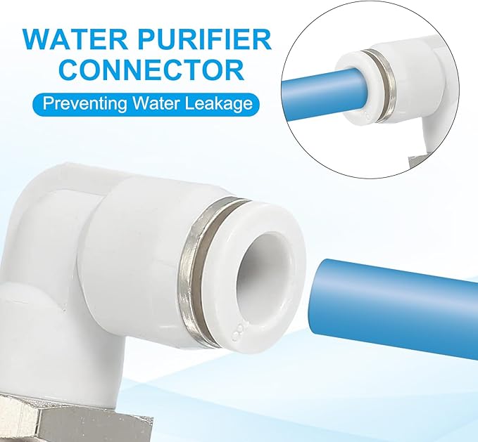 PATIKIL Push to Connect Fitting, 2 Pack Pneumatic Air Elbow Quick Connector 1/2"PT Male Thread x 8mm Tube 90 Degree Connect Tubing Elbow Air Tube Fitting Pneumatic Quick Adapter, White