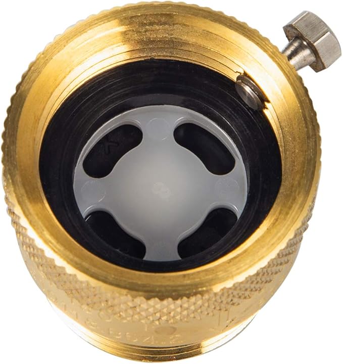 4-Pack Brass Vacuum Breaker Set 3/4" Anti-Siphon Hose Bib Valve for Garden Spigot RV Hose Connection Backflow Preventer Connector with Tape and Extra washers