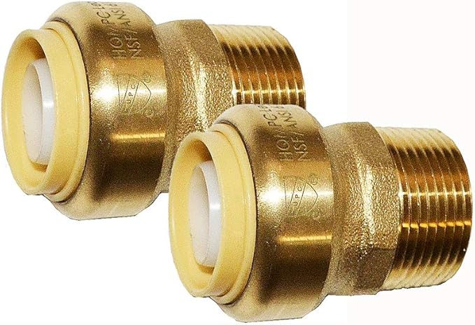 HQMPC Push Fit PEX Fittings Straight Coupling 3/4"NPT, Push-to-Connect Copper, CPVC Brass Plumbing Fittings (2PCS))