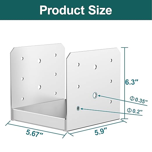 SPACEEUP 6x6 Post Base 5 Pcs, Adjustable Post Base Stainless Steel Concrete Internal 5.5" x 5.5" Post Anchor for Pavilion Deck Railing Support Decorative Anchor Plate