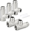TAISHER 5PCS 304 Stainless Steel Tee Pipe Fittings, 1/2" NPT Female x 1/2" NPT Male x 1/2" NPT Male Extension Pipe Fittings, Female Run Tee