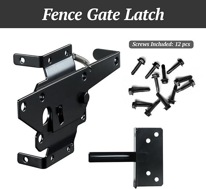 skysen Carbon Steel Vinyl Wood Fence Post Mount Gate Latch(2066-cs-p)