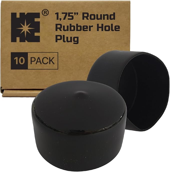 Cosmostar 1.75" Inch (44.45 mm) Round Rubber Hole Plugs - Durable Black End Caps for Metal Tubing, Fences, Chair & Furniture Legs | Easy Glide Protection & Secure