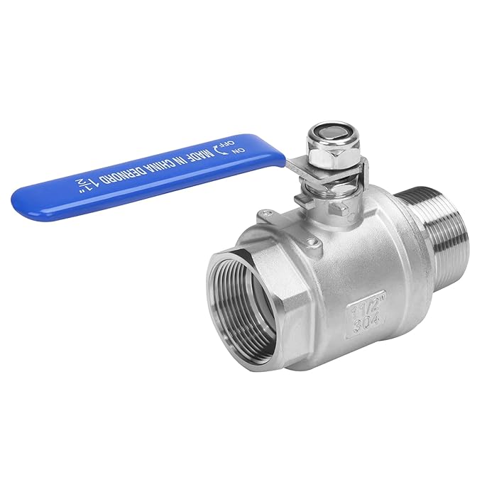 DERNORD 2 Pack Full Port Ball Valve 1-1/2 Inch - Male x Female Stainless Steel 304 Heavy Duty for Water, Oil, and Gas, 1000WOG