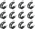 uxcell 1"(25mm) Cable Clamp, 304 Stainless Steel Rubber Cushioned Insulated R Shape Metal Clamp Tube Holder for Pipe Hose Wire Cord Installation 12Pcs