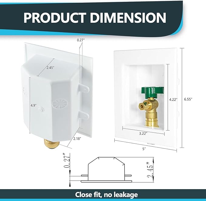5-Pack Seelink Pre-Assembled Ice Maker Outlet Box, 1/2" PEX Crimp Inlet x 1/4" OD Compression Outlet, with Installed 1/4-Turn Ball Valve