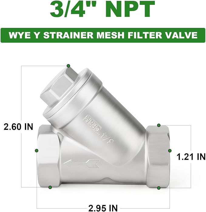 TAISHER 1PCS 304 Stainless Steel 3/4" NPT Female WYE Y Strainer Mesh Filter Valve CF8 WOG 800
