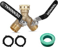 Garden Hose Splitter, Brass Hose Splitter 2 Way Heavy Duty, Leakproof Water Spigot Splitter with Stainless Steel Long Handle, Durable All-Metal Y Adapter with Shut-Off Valve, 3/4 GHT Splitter