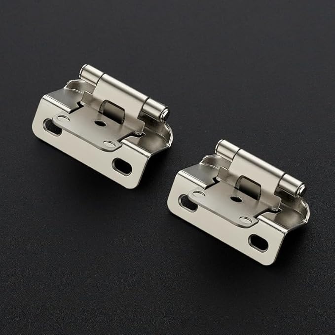 Ravinte 20 Pack 10 Pairs Semi-Overlay 1/2 inch Self-Closing Face Frame Cabinet Hinges Satin Nickel Half Wrap-Around Kitchen Cabinet Door Hinges Face Mount Cabinet Hardware
