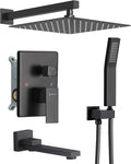 DASAN Tub Shower Faucets Sets Complete Matte Black Bathtub Shower System with Tub Spout, Bathtub Faucet Set Tub and Shower Faucet Combo Trim Kit with Rough-in Valve