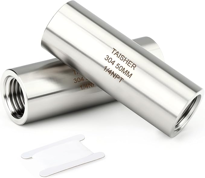 TAISHER 2PCS Stainless Steel Pipe Fittings, 1/4" NPT Female x 1/4" NPT Female Threaded, 2" Length Thickened Nipple Cast Pipe