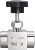 Stainless Steel Needle Valve NPT 1/2 Female Micro Flow Control Valve for Water/Oil/Gas, 1PC