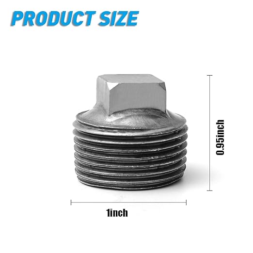 3/4" Pipe Fitting Male Cap, Home TZH 10 Pack Malleable Iron Cast Black Pipe Male Square Caps for Steam-punk Vintage Shelf Bracket DIY Plumbing Pipe Decor Furniture (10, 3/4")