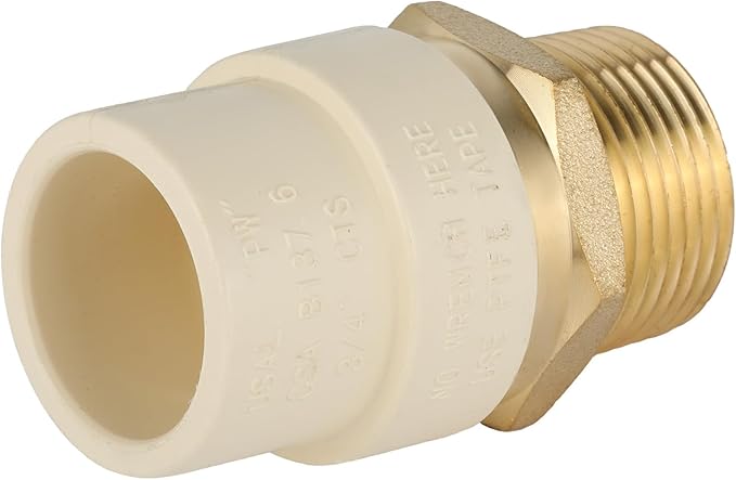 (Pack of 10) EFIELD 3/4"CPVC X 3/4"Male Thread NPT Transition Coupling,Brass Adapter Pipe Fitting (Male NPT x CPVC),(CPVC056-5-10PCS)