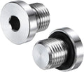 2-Pack Inner Hex Head Pipe Fitting Plug, 1/4 NPT 304 Stainless Steel Socket Bung Plug with Sealing Ring for Terminate Pipe Ends/Replacement Drains