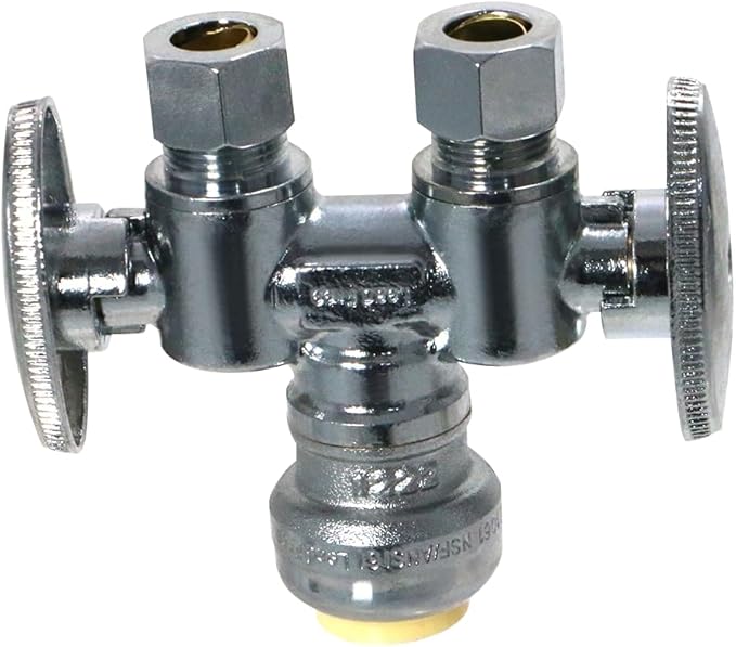 OD Compression Straight Valve - 1/2" Push Fit x Dual 3/8" ODComp. - Certified to NSD ANSI61 Standards