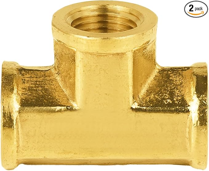 (Pack of 2) EFIELD 1/8" x 1/8" x 1/8" Female NPT Tee, Brass Pipe Fittings,(NPT096)