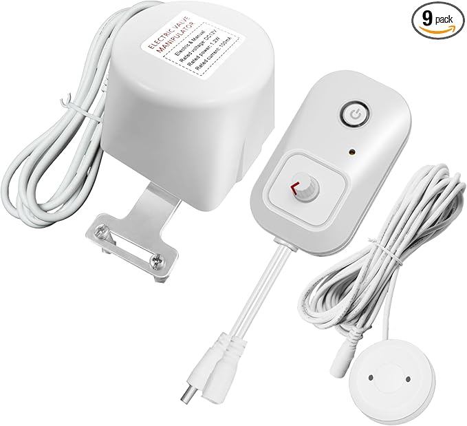 Water Leak Detector with Automatic Shutoff, Plug-in Power Control, Includes Leak Sensor and Water Valve, Suitable for Various Pipe Sizes, Protect Your Home from Water Damage