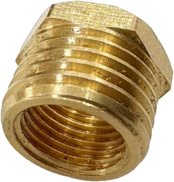 1/4" NPT Male x 1/8" NPT Female Brass Reducer Hex Bushing Threaded Pipe Fitting Reducing Adapter Pack of 2