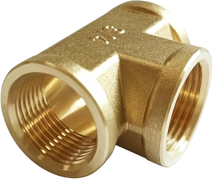 Joywayus 3/4 NPT Threaded Brass Pipe Fitting Tee T 3-Way Female Adapter
