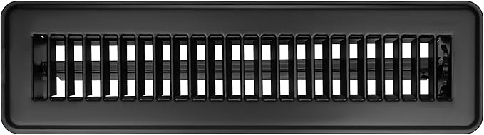 Floor Register Vents 2x12 Inch, Heavy Duty Walkable Floor Vent Covers for Home Floor Sidewall Office or Ceiling Vent, Adjustable Premium Finish Steel Floor Vent Cover 2x12, Black, 1 Pcs