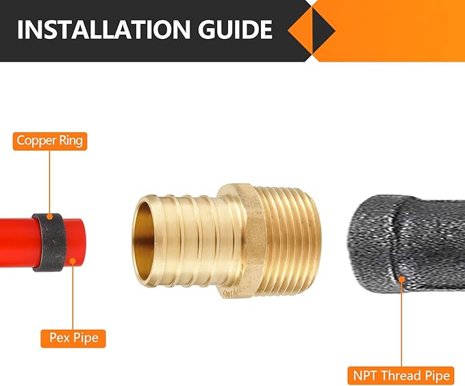 10-Pack HeSun PEX Fittings, 3/4" PEX x 1/2" Male NPT, Brass Crimp Male Adapter Fitting for ASTM F1807(PEX1807027)
