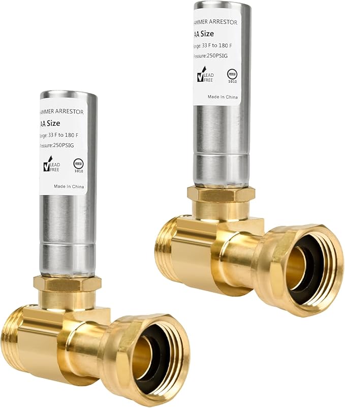 (Pack of 2) JEAPHA Stainless Steel Water Hammer Arrestor For Washing Machine 3/4 Inch Swivel FHT x 3/4 Inch MHT