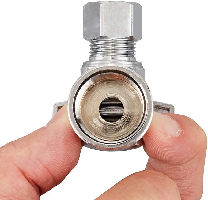 2 Pack Premium Brass Chrome plated 3/8" FIP Female Thread x 3/8 Inch OD Compression Quarter Turn Water Angle Stop Valve Shut Off