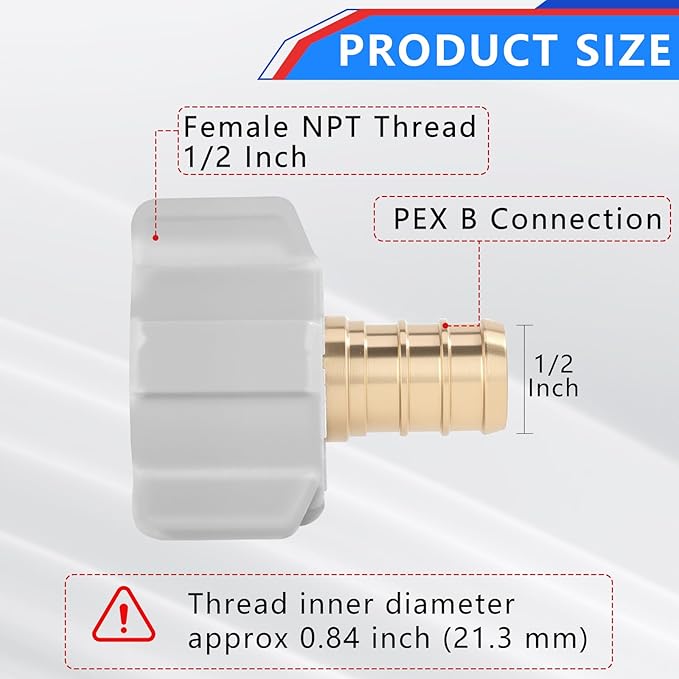 1/2" Pex x 1/2" Female NPT Swivel Adapter No-Lead Brass Crimp Fitting,PEX-B Compatible,4-Pack