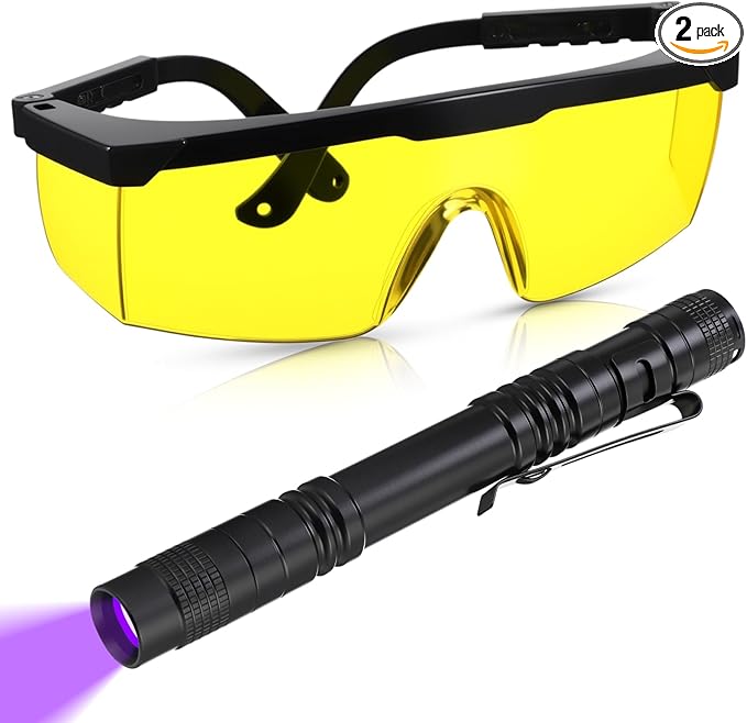 Air Conditioner Leak Detector Tool AC Leak Automotive Kit UV Light Oil Dye Detection with Protective Glasses for Dog/Cat Urine, Dry Stains, Bed Bug, Resin Curing(Pocket)
