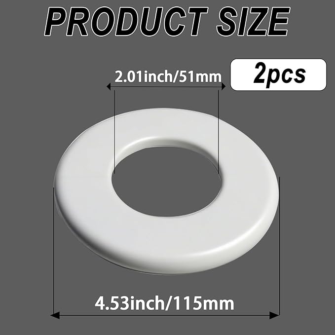 2 Pack Wall Split Flange for 2.01 Inch/51mm OD Pipe ABS Escutcheon Plate Self-Adhesive Round Plumbing Cover Plates for Water Pipe Faucet Decoration, White