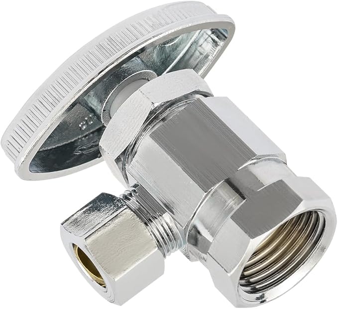 (Pack of 5) EFIELD Multi-Turn Angle Stop Valve 1/2" Fip Iron Pipe x 3/8" OD, LF Brass Chrome Plate, NSF/ANSI 61,(VALVE365)