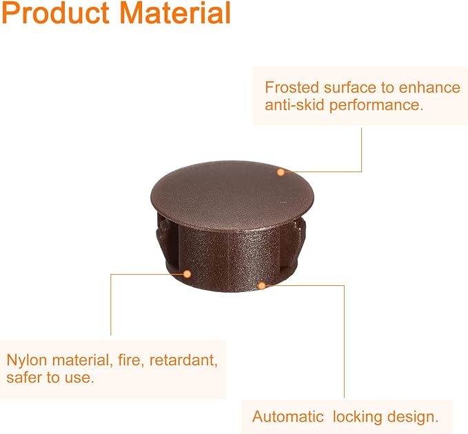 uxcell 16mm(5/8") Plastic Hole Plugs, 36Pcs Flush Type Panel Round Snap in Fastener Knockout Locking Plugs for Furniture Insert End Caps Panels, Brown