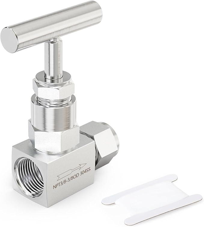 TAISHER 1PCS 304 Stainless Steel High Pressure Straight Needle Valve 3/8" NPT Female x 3/8" Tube OD For Flow Control Water Gas Oil