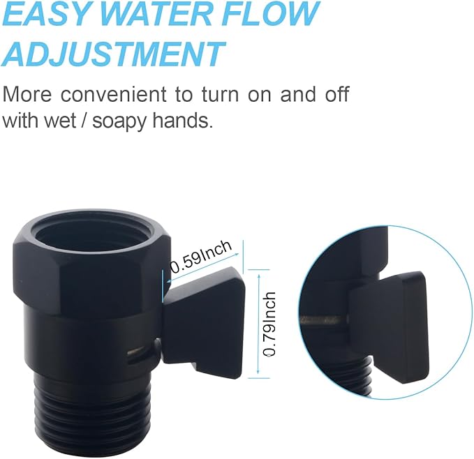 Brass Shut Off Valve, Water Flow Control Valve, Shower Head Shut Off Valve, Water Flow Control Valves G1/2 Pressure Regulator, Water Pressure Regulator in Black