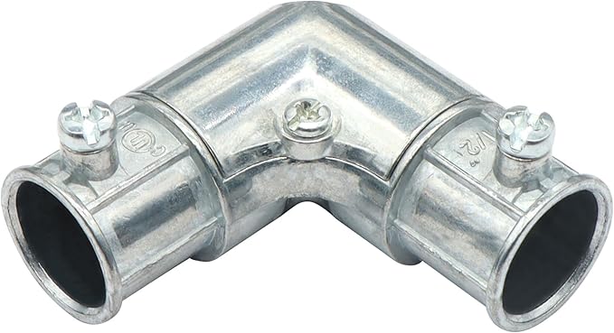 Xadnitu 10 Pieces 1/2" EMT to EMT 90 Degree Connector, Inside Corner Pulling Elbows, Metallic Die-Cast Capped Coupling Conduit Fitting for Factory, Garden Pipes