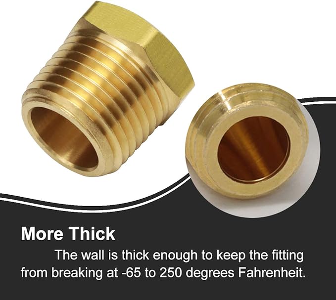 1/2 Inch NPT Male Thread to 1/8 Inch NPT Female Reducing Brass Pipe Fitting Hex Head Hose Tube Bushing Adapter Convert Pack of 2