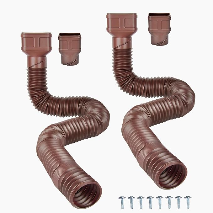 7ft Long Gutter Downspout Extensions, Outer diameter 3" Gutter Extensions for Downspout,Flexible Drainage Pipe Suitable for 2"×3" and 3"×4" Downspout,Flexible Pipe Stretched Length 7ft (2 Pack)