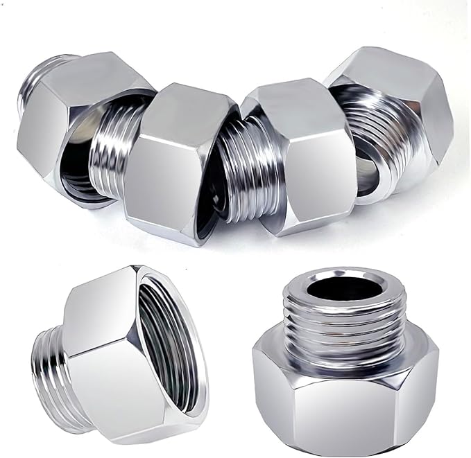 4 PCS Water Line Adapter, Pipe Fittings in 1/2" Female to 3/8" Male Reducer Adapter, Faucet Supply Hose Adapter, Compression Fitting for Kitchen Bathroom Faucet, Pipe Connector with Rubber Washer