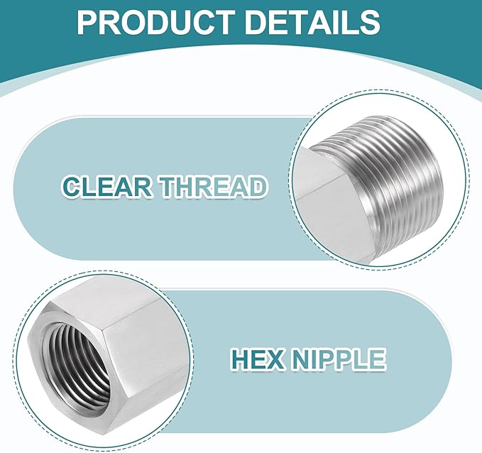 uxcell Pipe Fitting Reducing Adapter, M24 Male x 1/2" NPT Female 304 Stainless Steel Reducer Connector for Water Oil Air Pressure Gauge, Silver