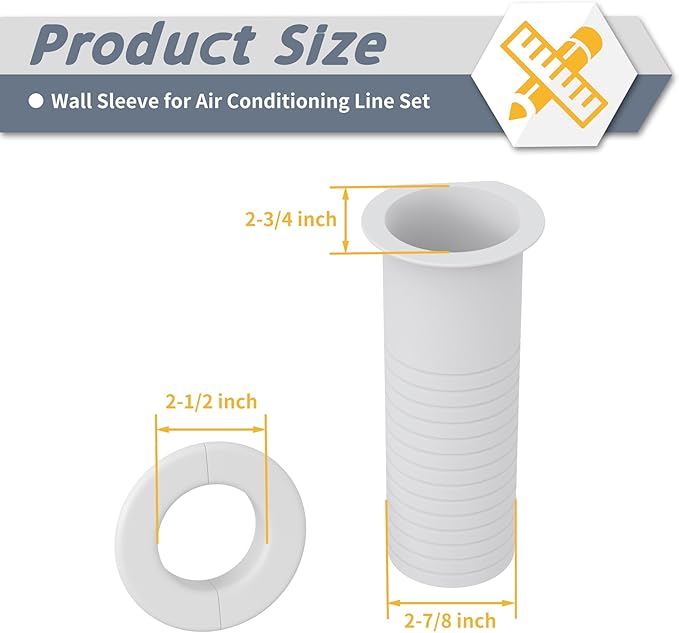 Flamorrow Mini Split Cover Wall Sleeve for Air Conditioning Line Set Covers, AC Sleeve Through Wall for Outside Air Conditioning Line Sets, Pipe Accessories