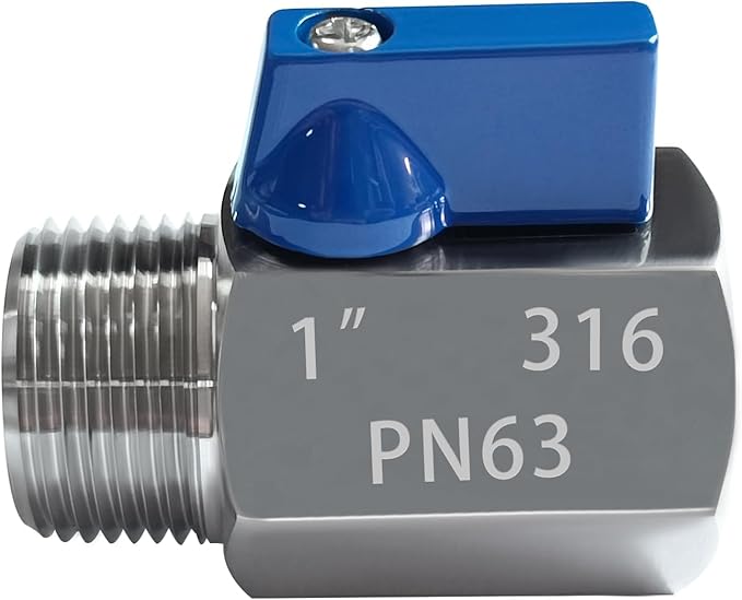 316 Stainless Steel Mini Ball Valve 1" NPT Female x Male Thread Shut Off Valve for Water,Oil and Gas
