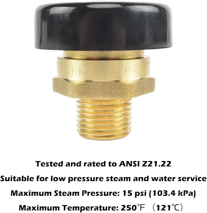 HYDRO MSATER Vacuum Relief Valve, Water Service Low Profile Vacuum Relief Valve for Water and Heater Tanks, 1/2 inch