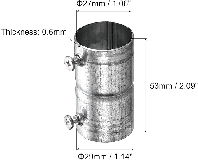 uxcell EMT Coupling, 27mm(1 1/16 inch) EMT Set Screw Coupling Conduit Fittings 53mm Length Electrical Conduit Pipe Connector 0.7mm Wall Thick, 10 Pack